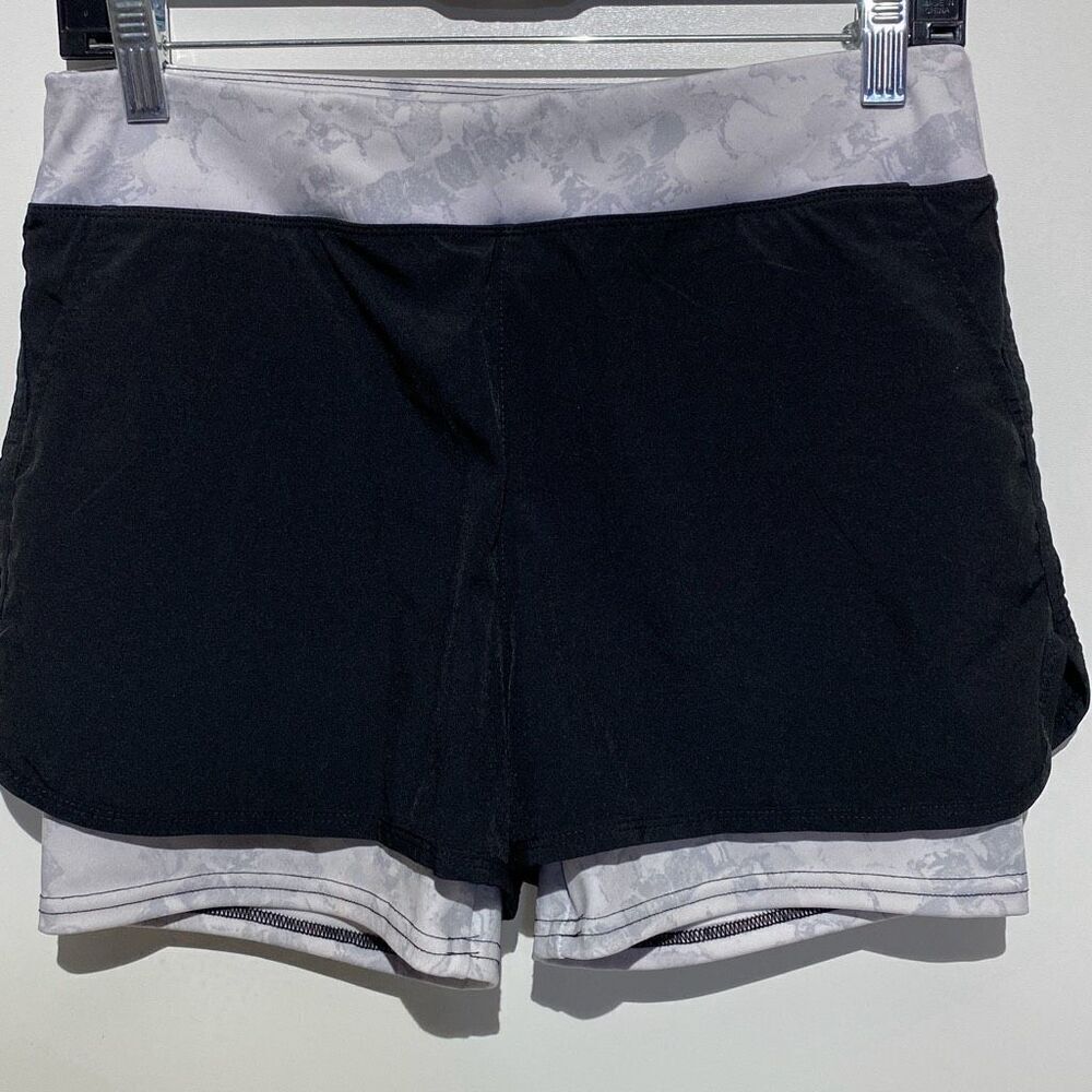 BSP Women's Black 2 in 1 Stretch Athletic Running Shorts Size Large